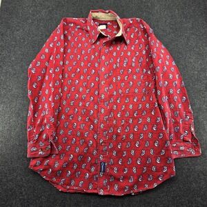 Vintage Catalina Shirt Mens M Red Blue Button Down 90 paisley print